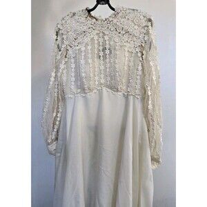 VTG Wedding Dress Womens 6 60s/70s Dress Ivory Lace Mesh Bohemian Bridal Boho